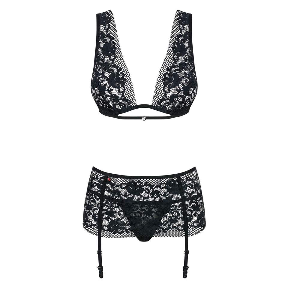 Koronkowy czarny komplet Obsessive Figurea