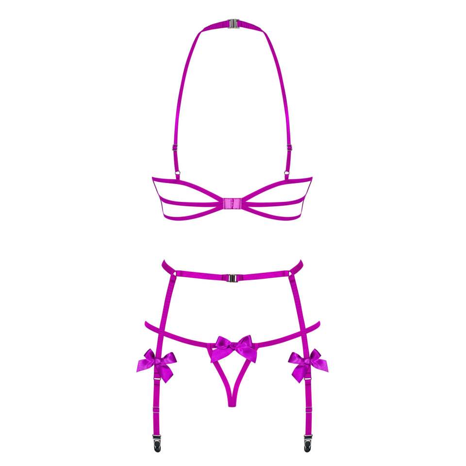 Trzyczęściowy fioletowy komplet Obsessive Delishya