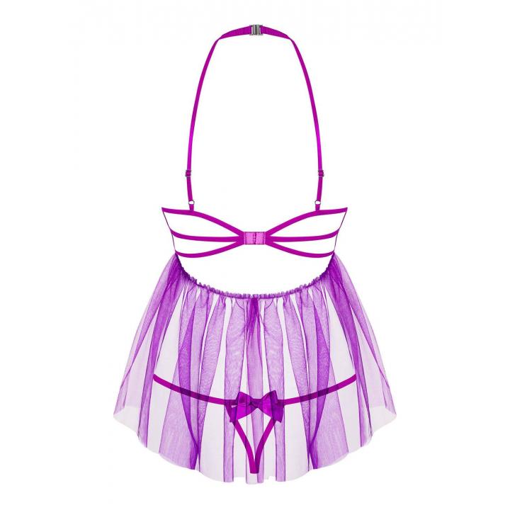 Kokieteryjna fioletowa babydoll Obsessive Delishya plus stringi