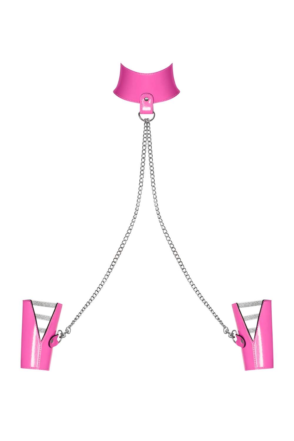 Uprząż z kajdankami Obsessive Lollypopy w różowym kolorze