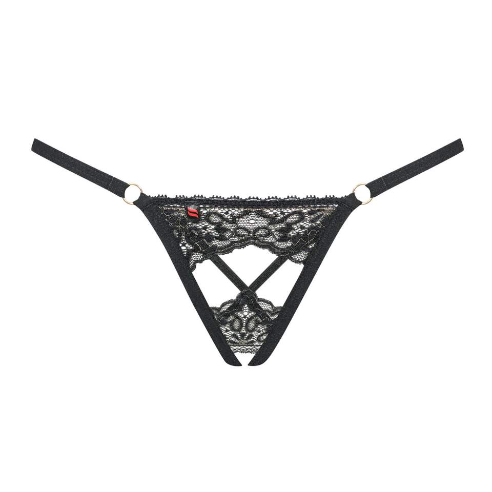 Seksowne czarne stringi otwarte Obsessive Meshlove