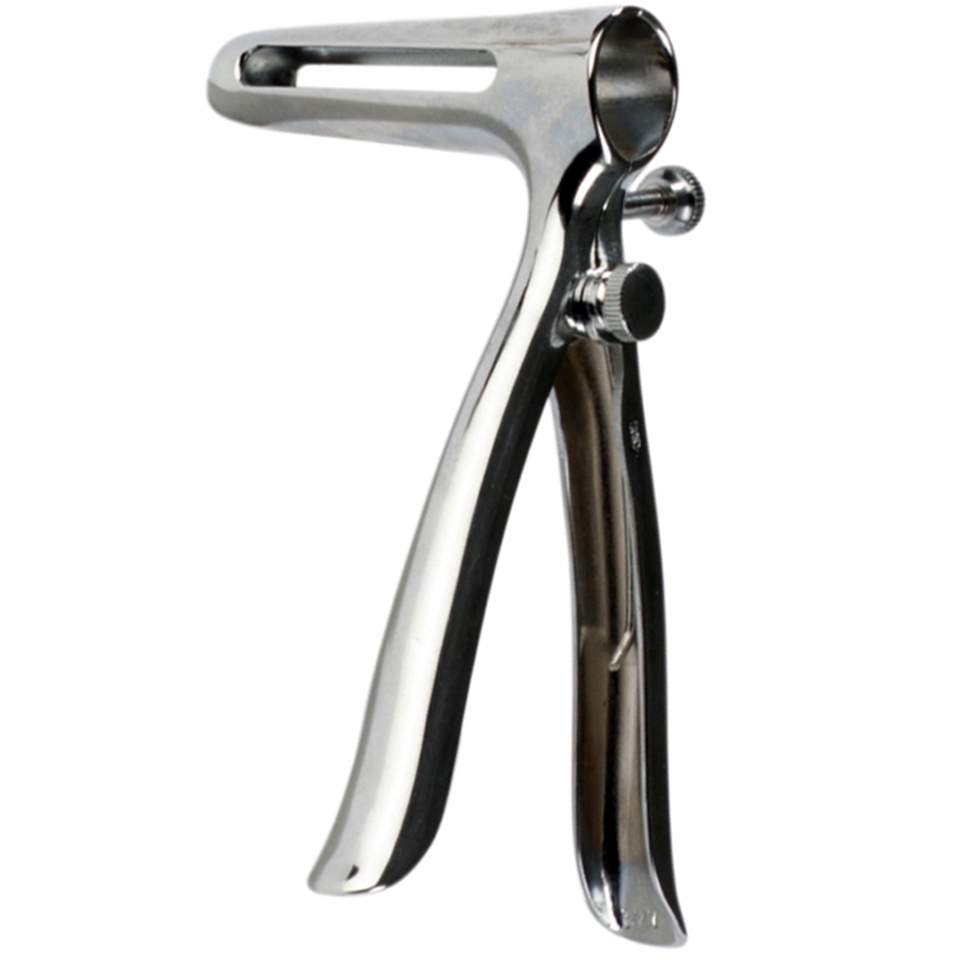 Metalowy wziernik analny w srebrnym kolorze