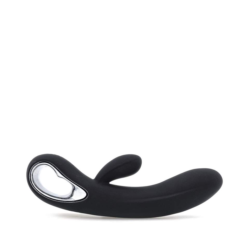 Czarny wielofunkcyjny wibrator typu króliczek do stymulacji łechtaczki