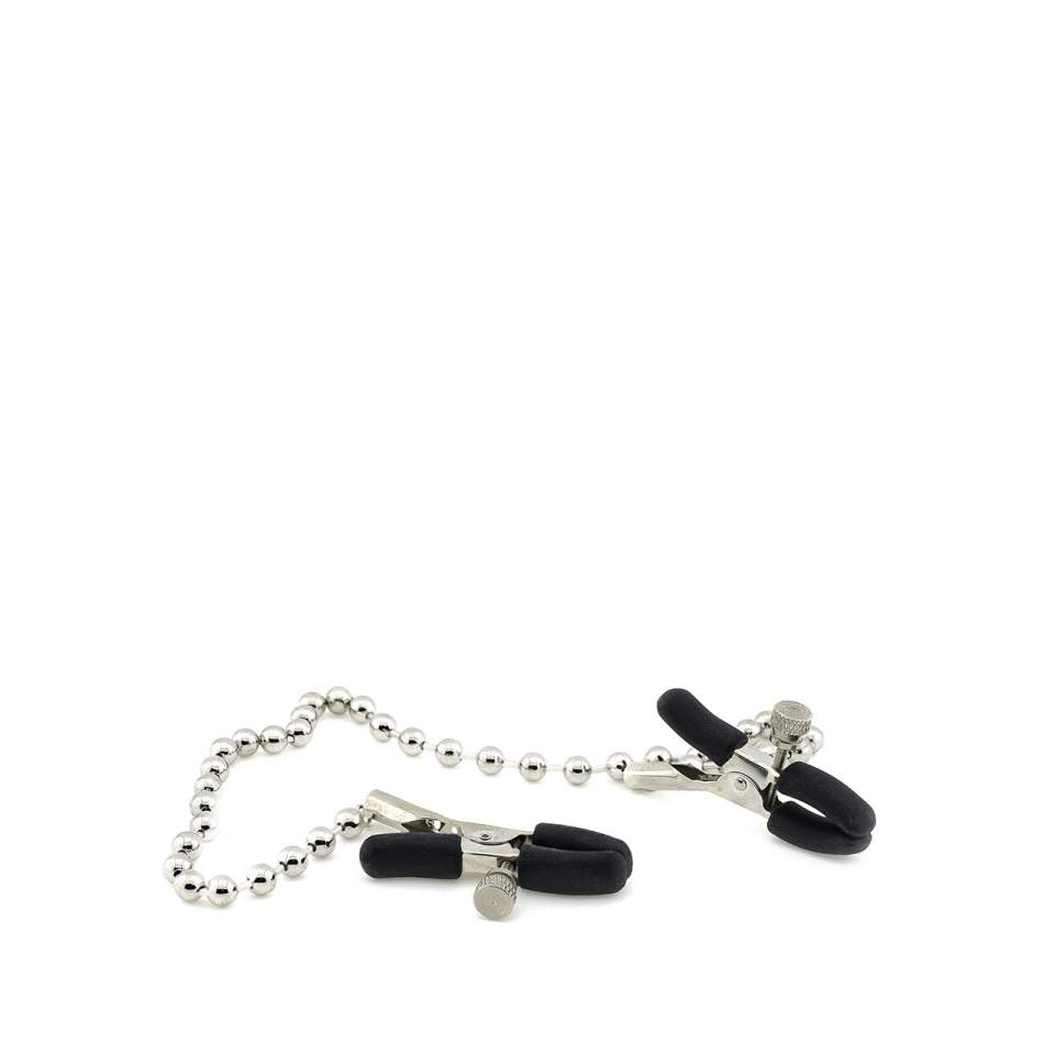 Czarne zaciski na sutki z ozdobnym łańcuszkiem