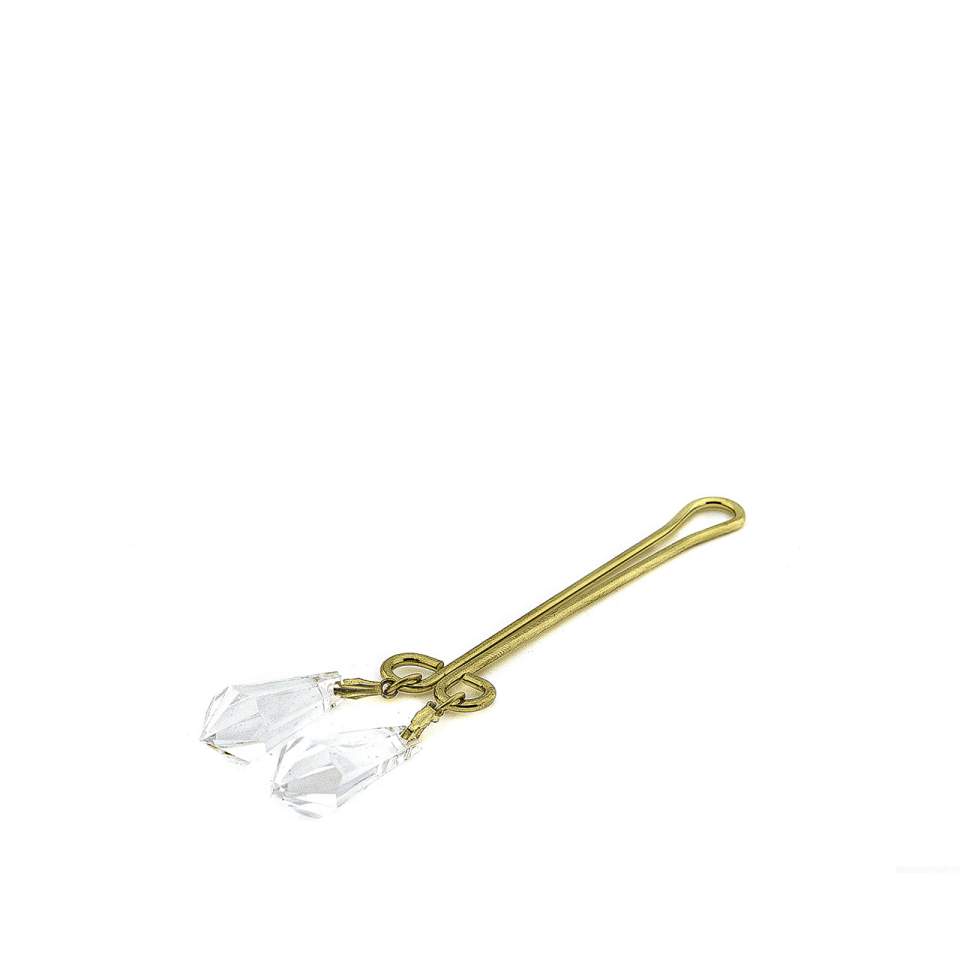 Klips na łechtaczkę zakończony dwoma przezroczystymi kryształami