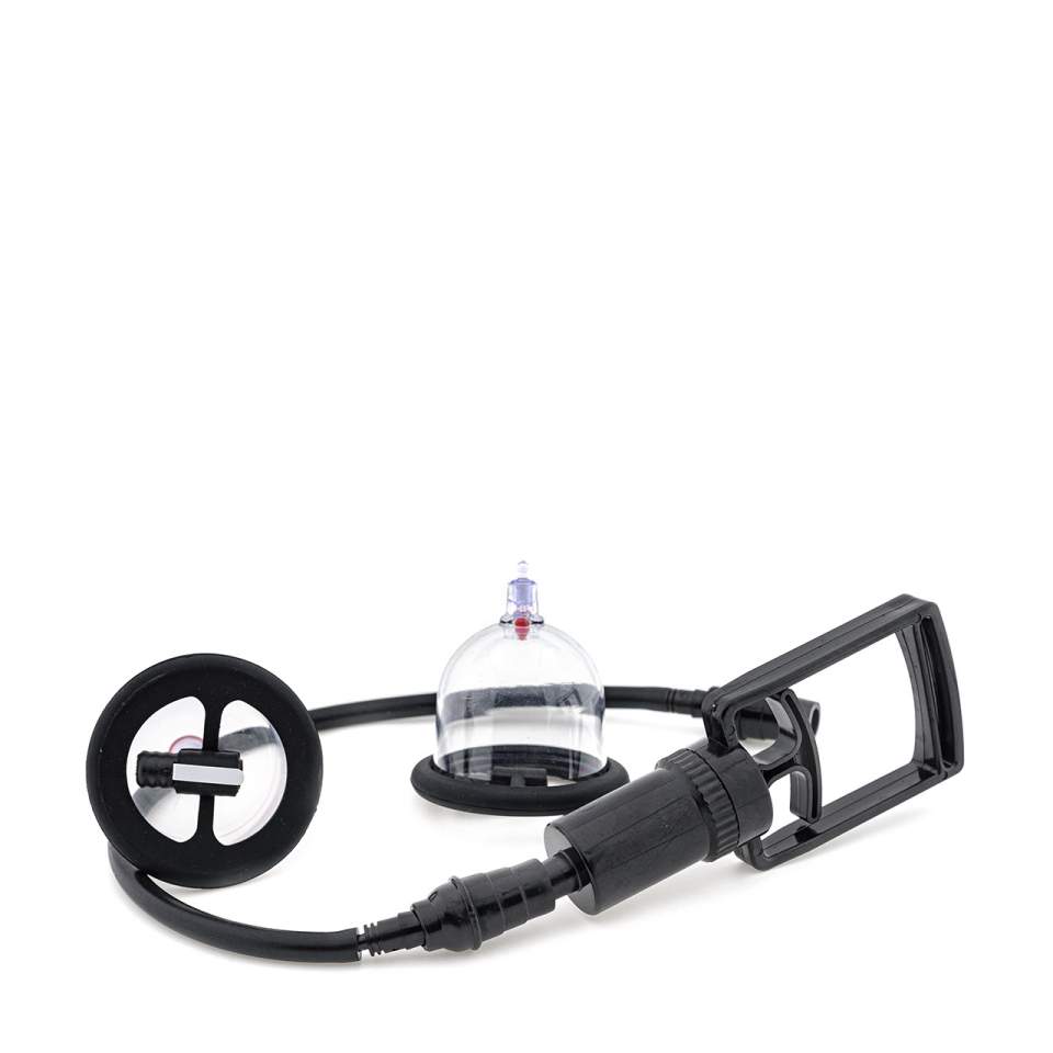 Przezroczysta manualna pompka do sutków z miejscem na wibrator typu bullet