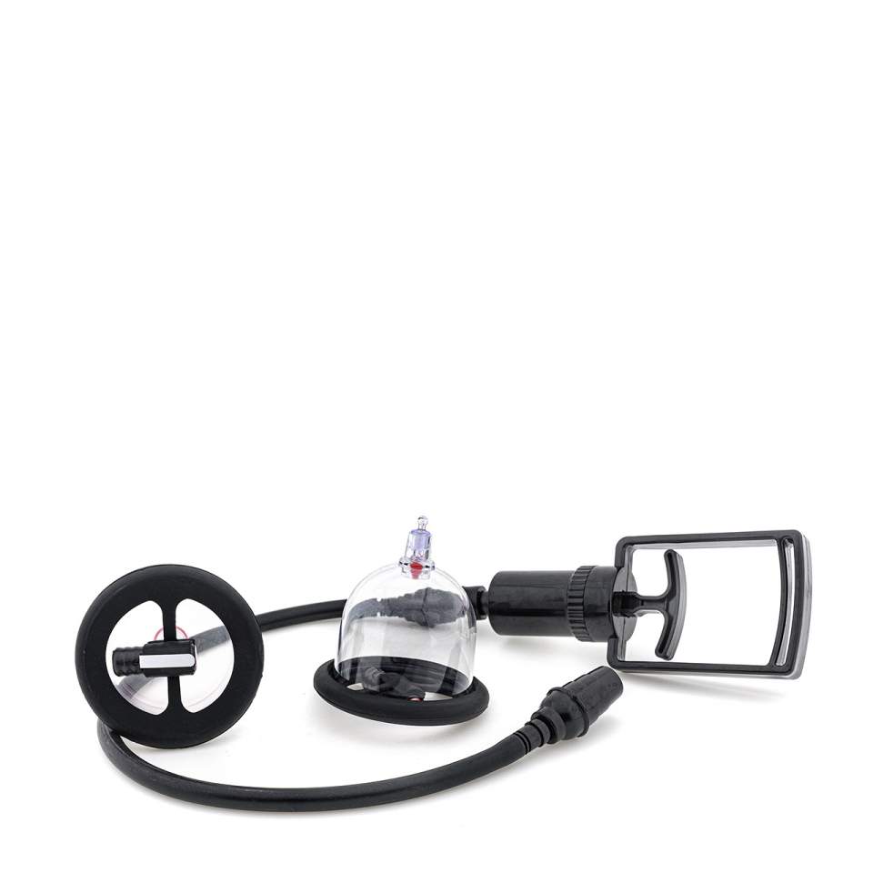 Przezroczysta manualna pompka do sutków z miejscem na wibrator typu bullet