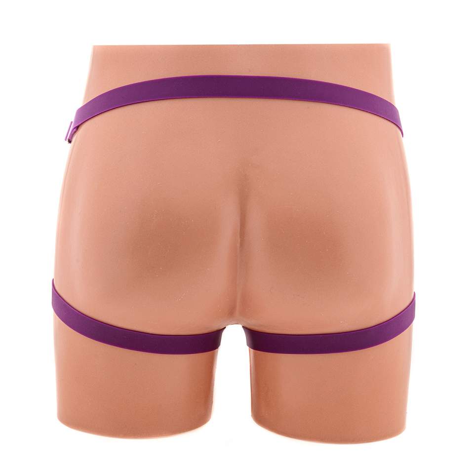 Fioletowy strap-on z wibracją – 10 trybów wibracji