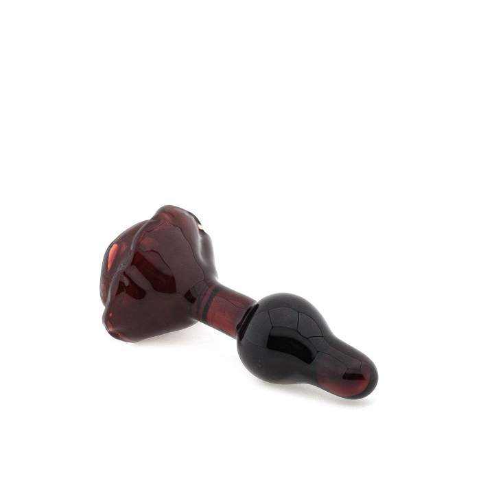 Czerwony szklany korek analny w kształcie róży Icicles No 76 - średnica 3 cm