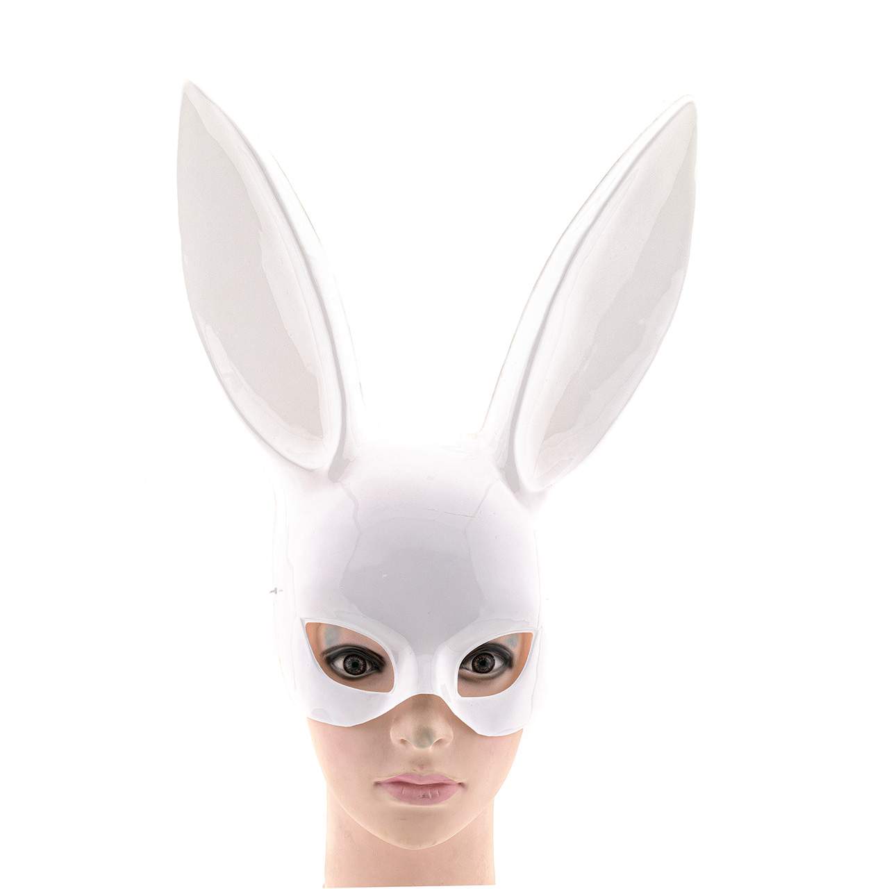 Biała maska na twarz króliczek z długimi uszami