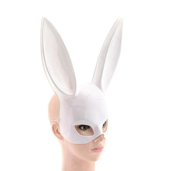 Biała maska na twarz króliczek z długimi uszami