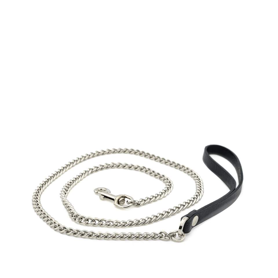 Czarna cienka metalowa smycz dla kobiet i mężczyzn – ręczne wykonanie