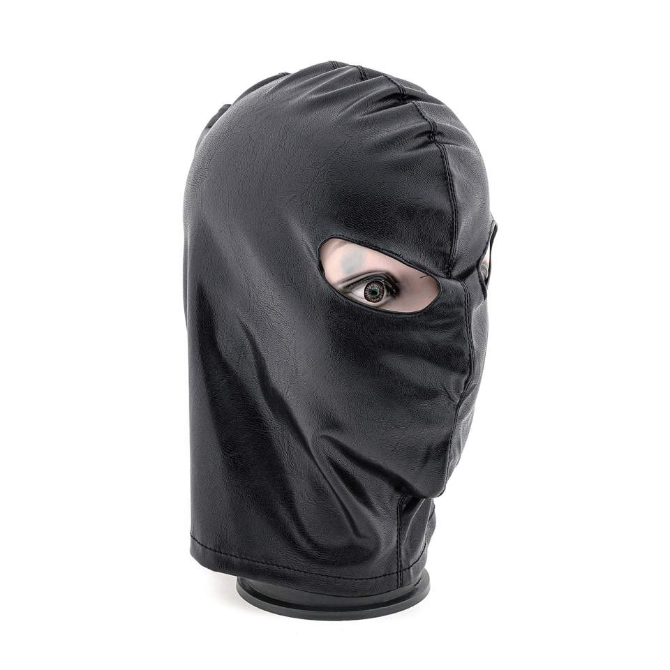 Czarna maska z otworami na oczy i gorsetowym wiązaniem