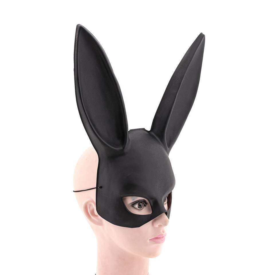 Czarna maska na twarz króliczka