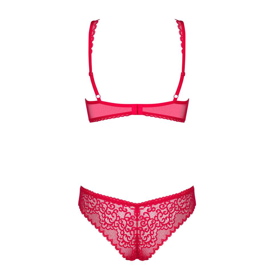 Dwuczęściowy czerwony komplet Obsessive Rougebelle