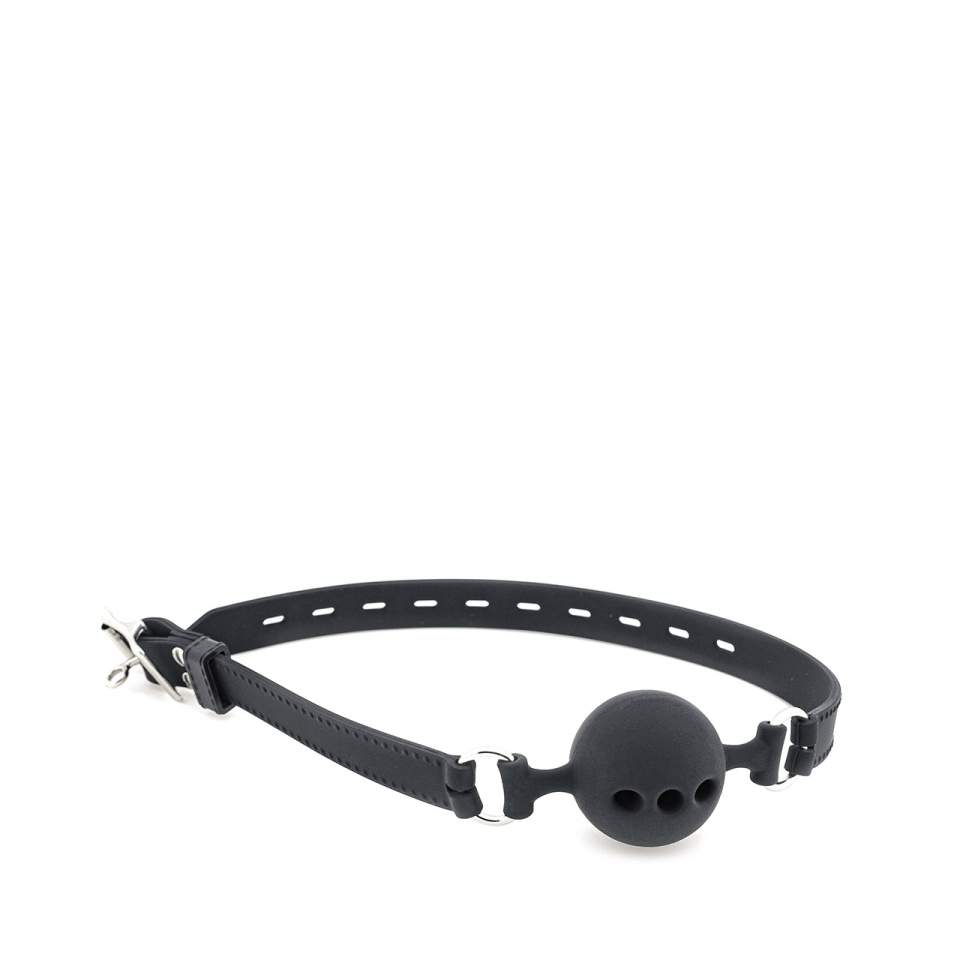 Czarny silikonowy knebel z kulką rozmiar M