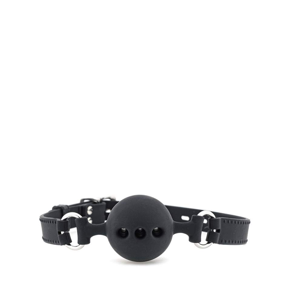 Czarny silikonowy knebel z kulką rozmiar M