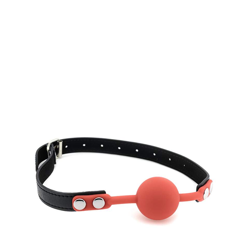 Czerwony silikonowy knebel z regulacją – 4 cm