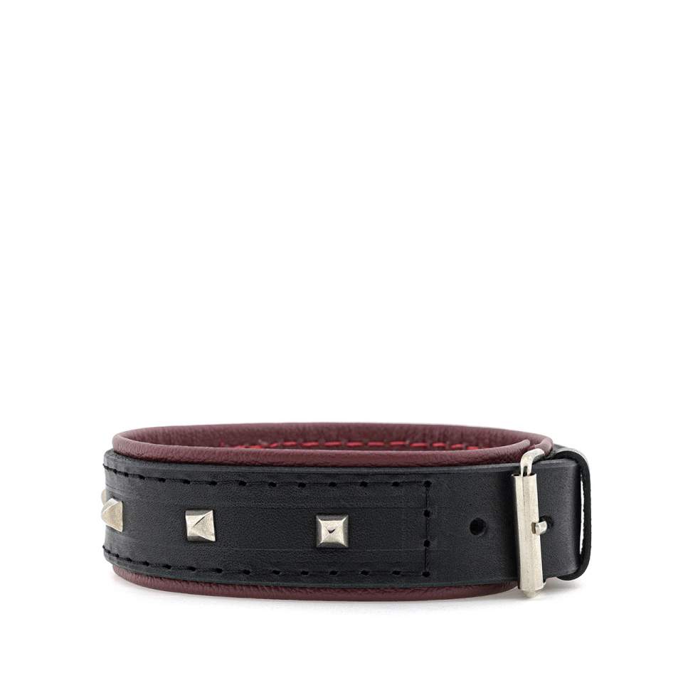 Czarna skórzana obroża z ćwiekami dla kobiet – 38-44 cm