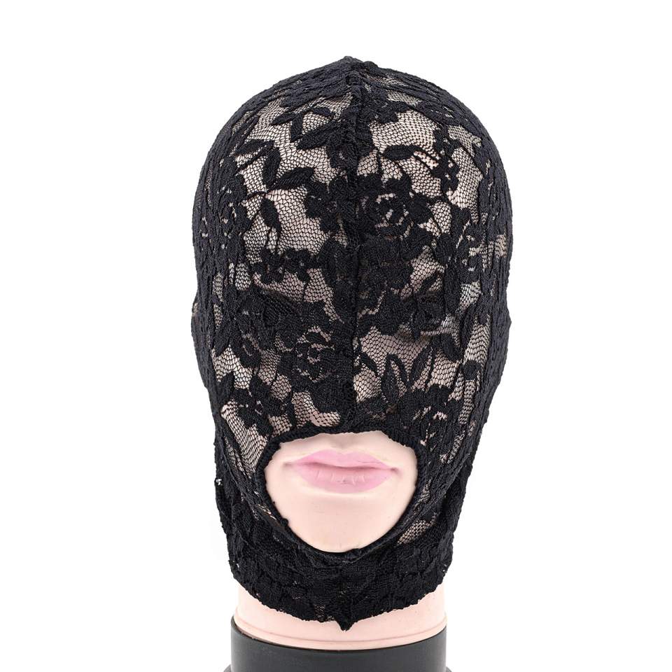 Seksowna koronkowa maska na twarz z wycięciem na ustach 
