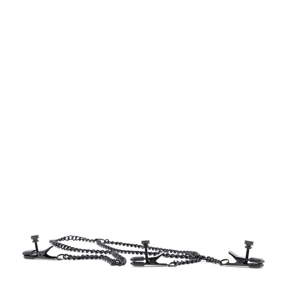 Zestaw czarnych metalowych zacisków na sutki i łechtaczkę