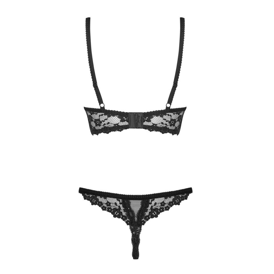 Czarny półotwarty dwuczęściowy komplet Obsessive Letica 