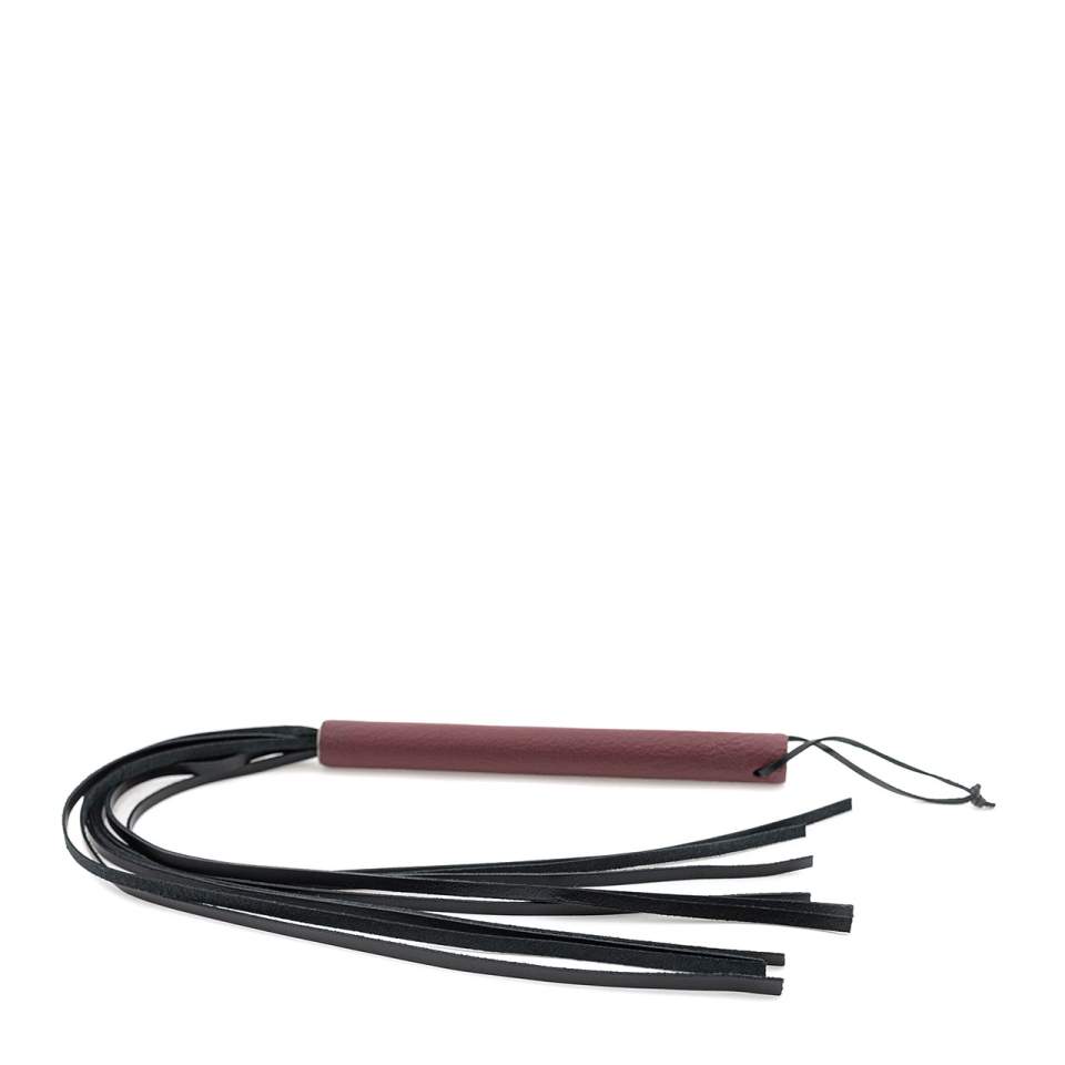 Mały skórzany pejcz z czerwoną rączką – 60 cm