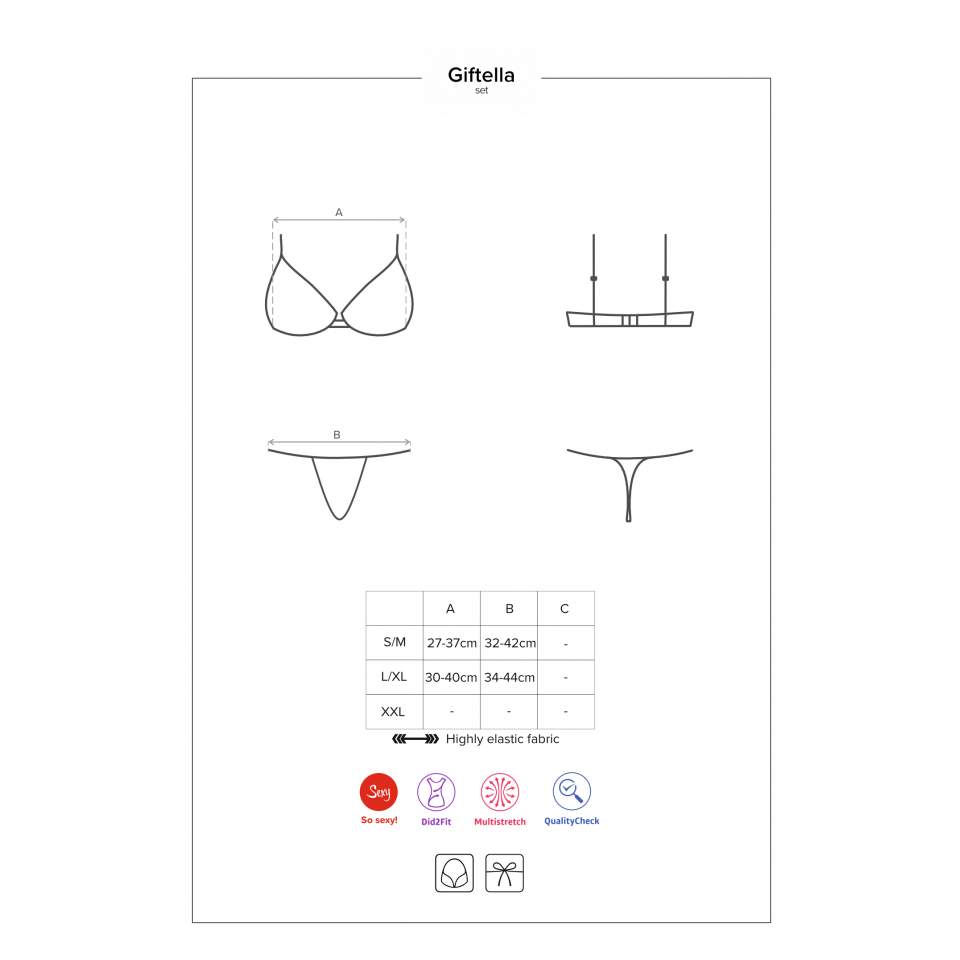Komplet Obsessive Giftella, sexy łączy biustonosz ze stringami
