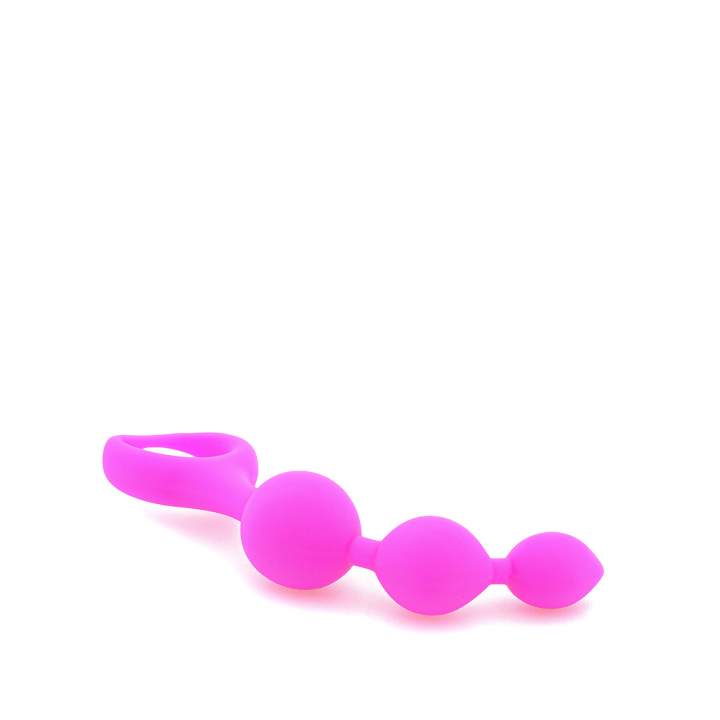 Różowe silikonowe koraliki analne z wygodnym uchwytem – 2,7 cm