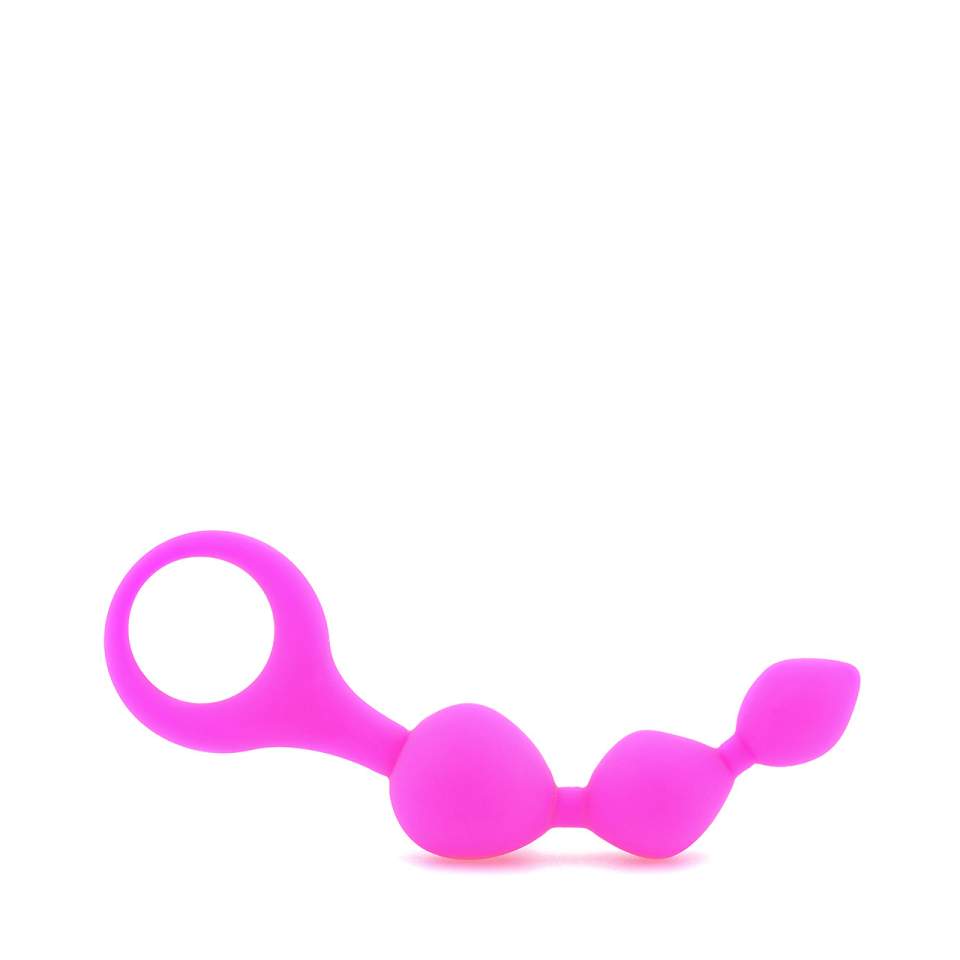 Różowe silikonowe koraliki analne z wygodnym uchwytem – 2,7 cm