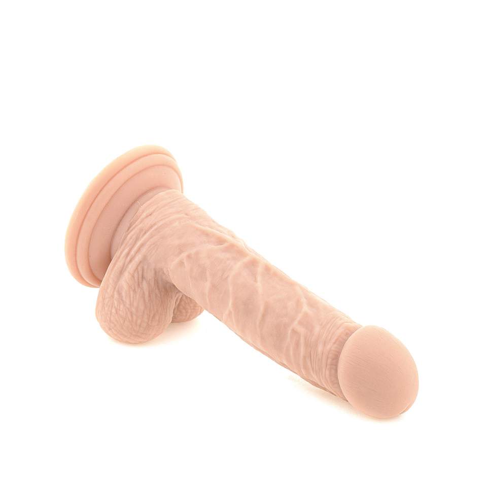Cieliste dildo realistyczne z jądrami wykonane z PVC – 12 cm