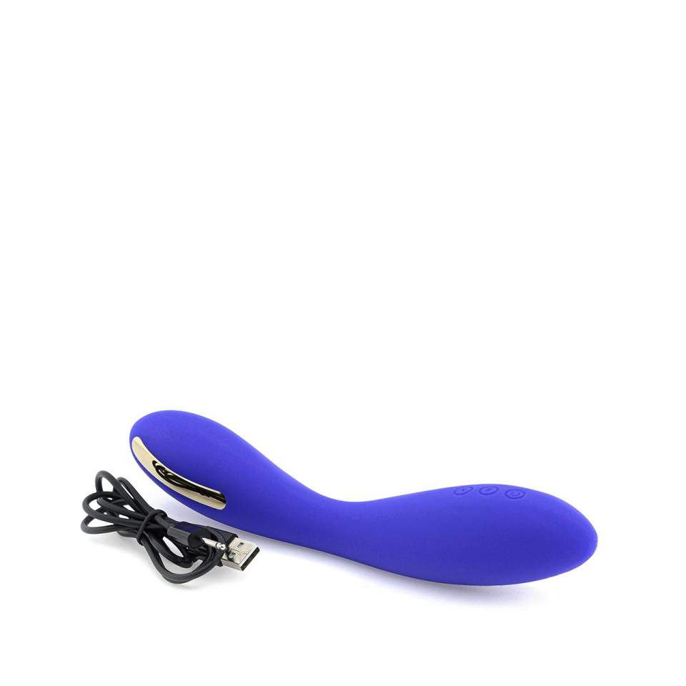 Niebieski silikonowy elektrostymulator ładowany za pomocą USB