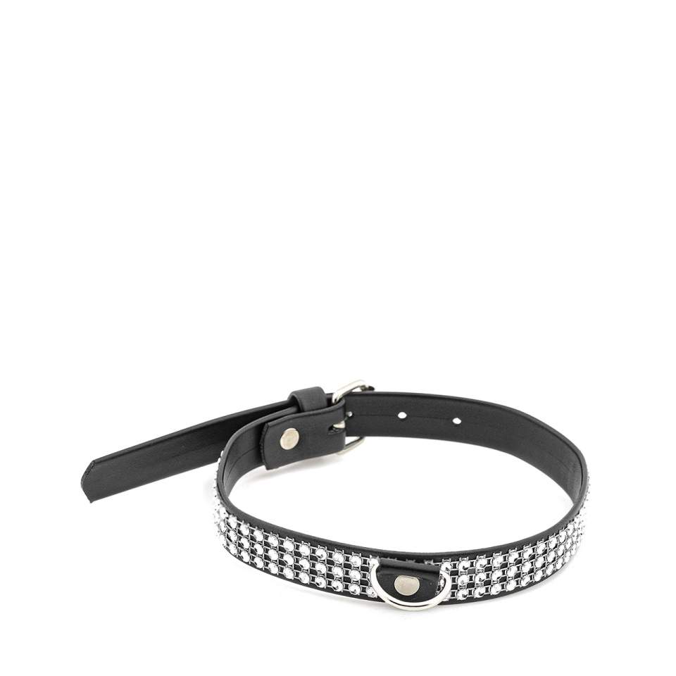 Obroża typu choker ze srebrnymi kryształkami