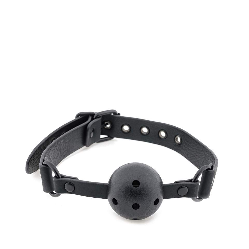 Czarny knebel z oddychającą kulką