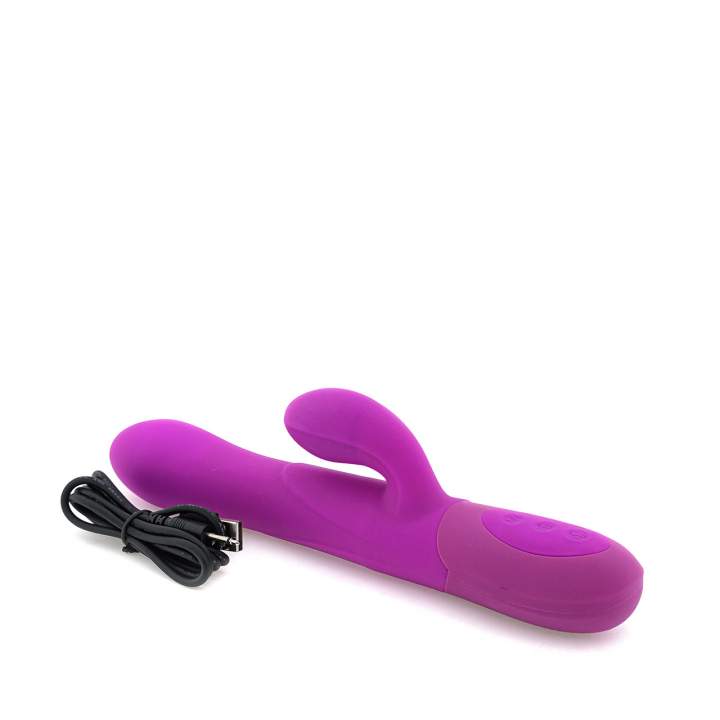Silikonowy pompowany wibrator królik w kolorze fioletowym – 24,1 cm