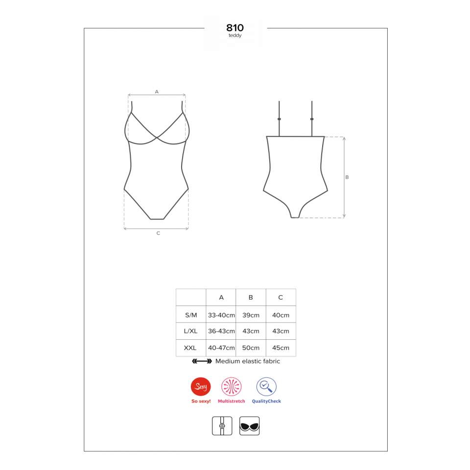 Body Obsessive 810-TED-1 – czarne z koronkową wstawką