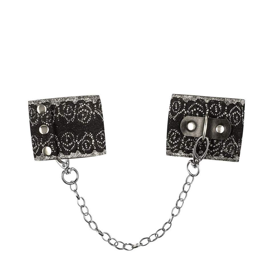 Kajdanki Obsessive A747 z czarną delikatną koronką