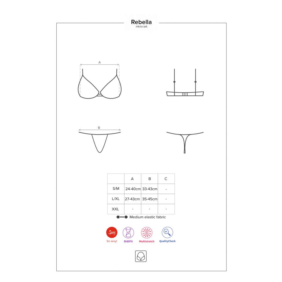 Czarny komplet Obsessive Redella 2-częściowy w stylu BDSM