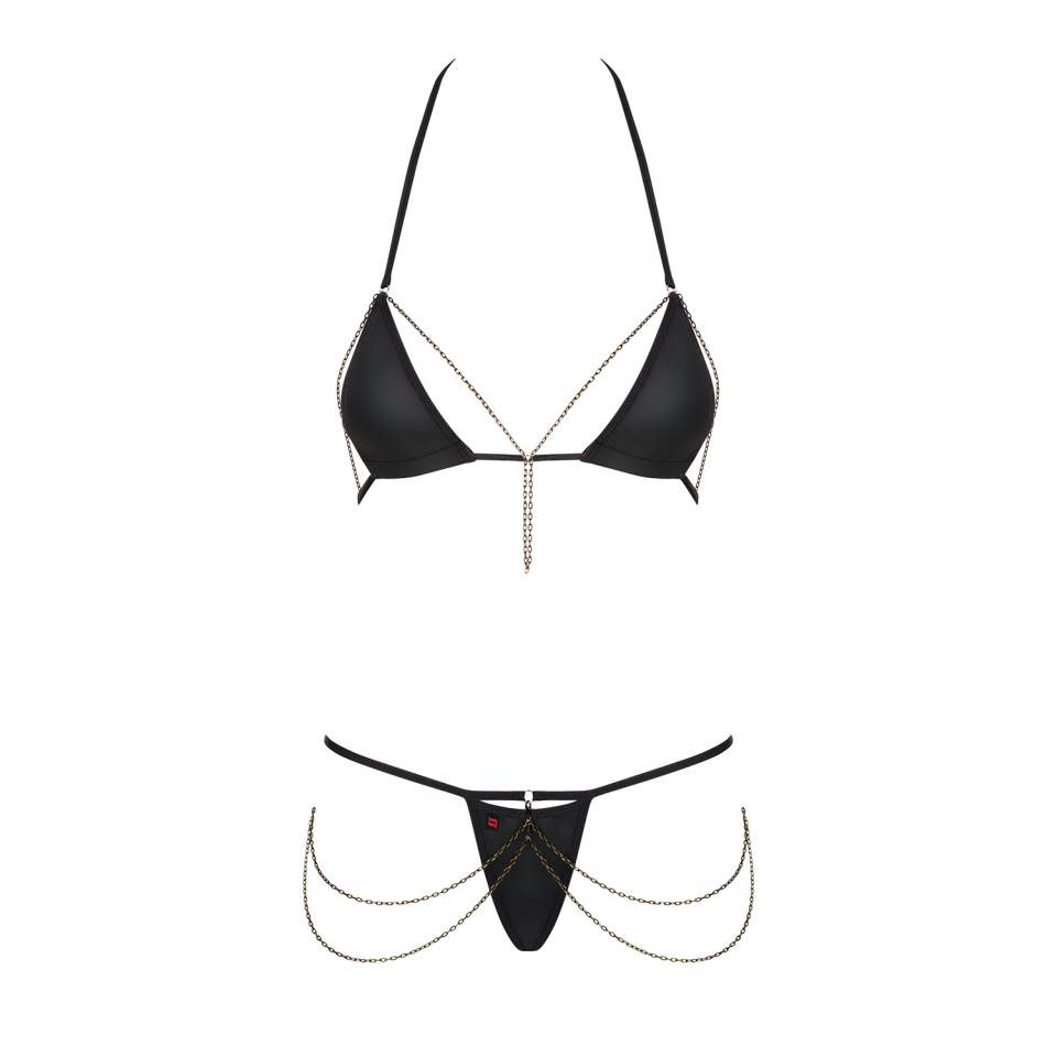 Czarny komplet Obsessive Redella 2-częściowy w stylu BDSM