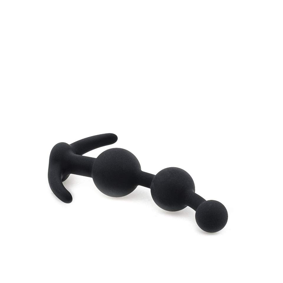 Czarne stopniowane koraliki analne z silikonu – 3 cm