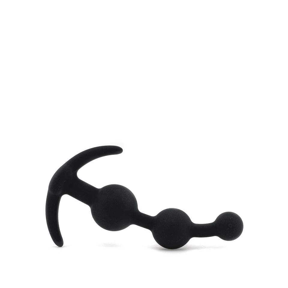 Czarne stopniowane koraliki analne z silikonu – 3 cm