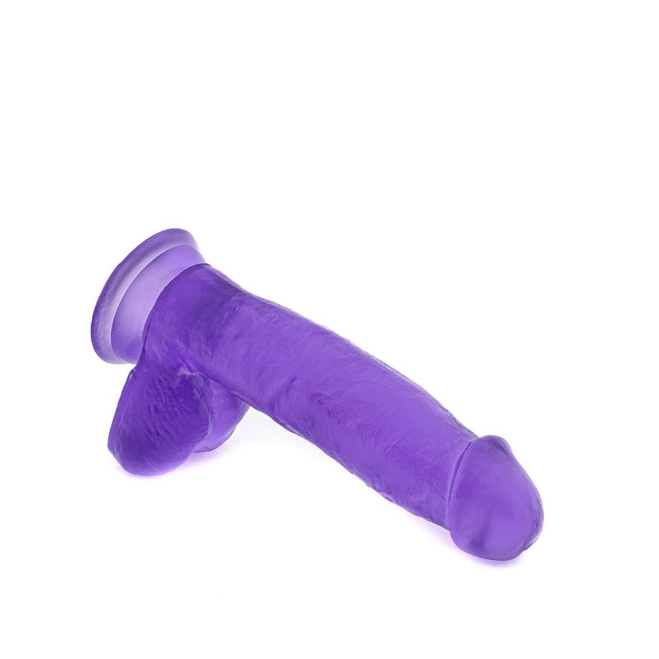Fioletowe żelowe dildo z mocną przyssawką – 18 cm