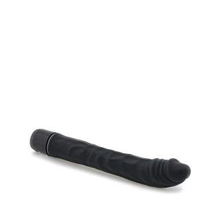 Duży czarny wibrator klasyczny z lekko zakrzywioną główką - 19 cm