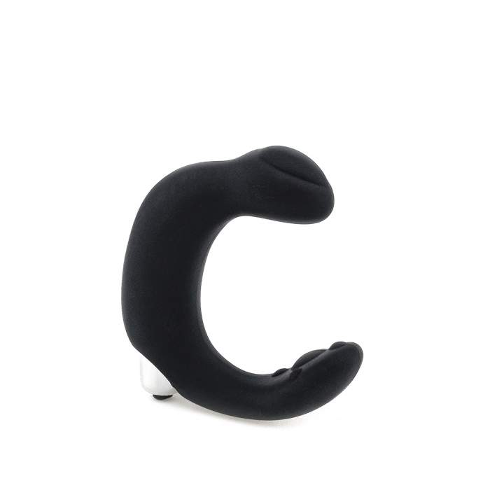 Czarny silikonowy masażer prostaty w kształcie litery C – 3 cm