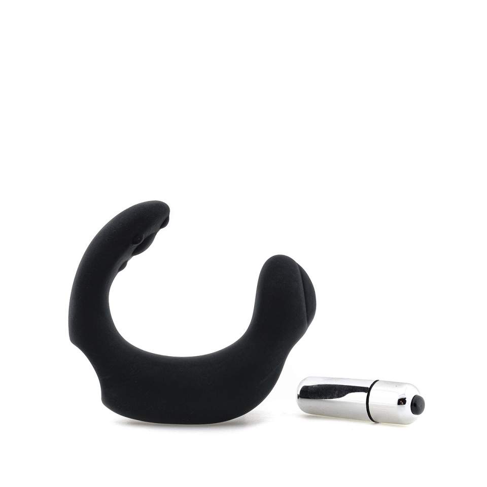 Czarny silikonowy masażer prostaty w kształcie litery C – 3 cm