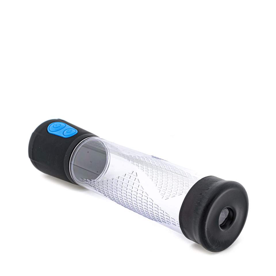 Elektryczna pompka próżniowa do penisa z niebieskimi przyciskami