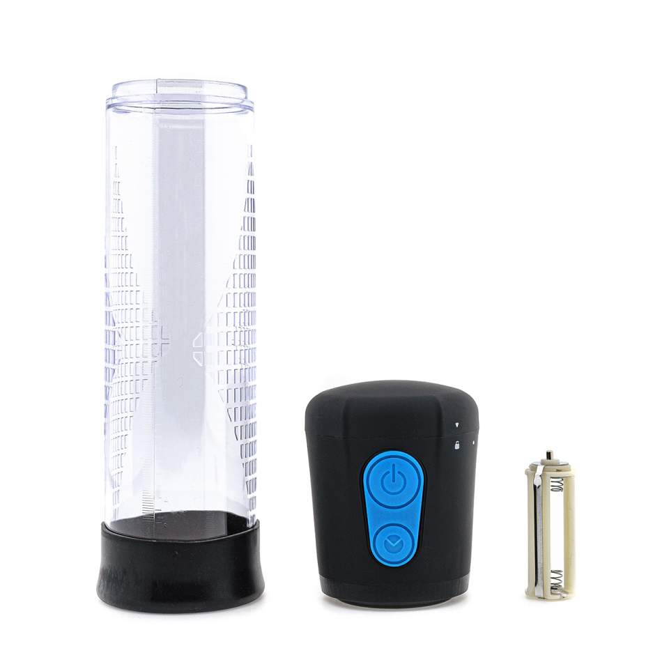 Elektryczna pompka próżniowa do penisa z niebieskimi przyciskami