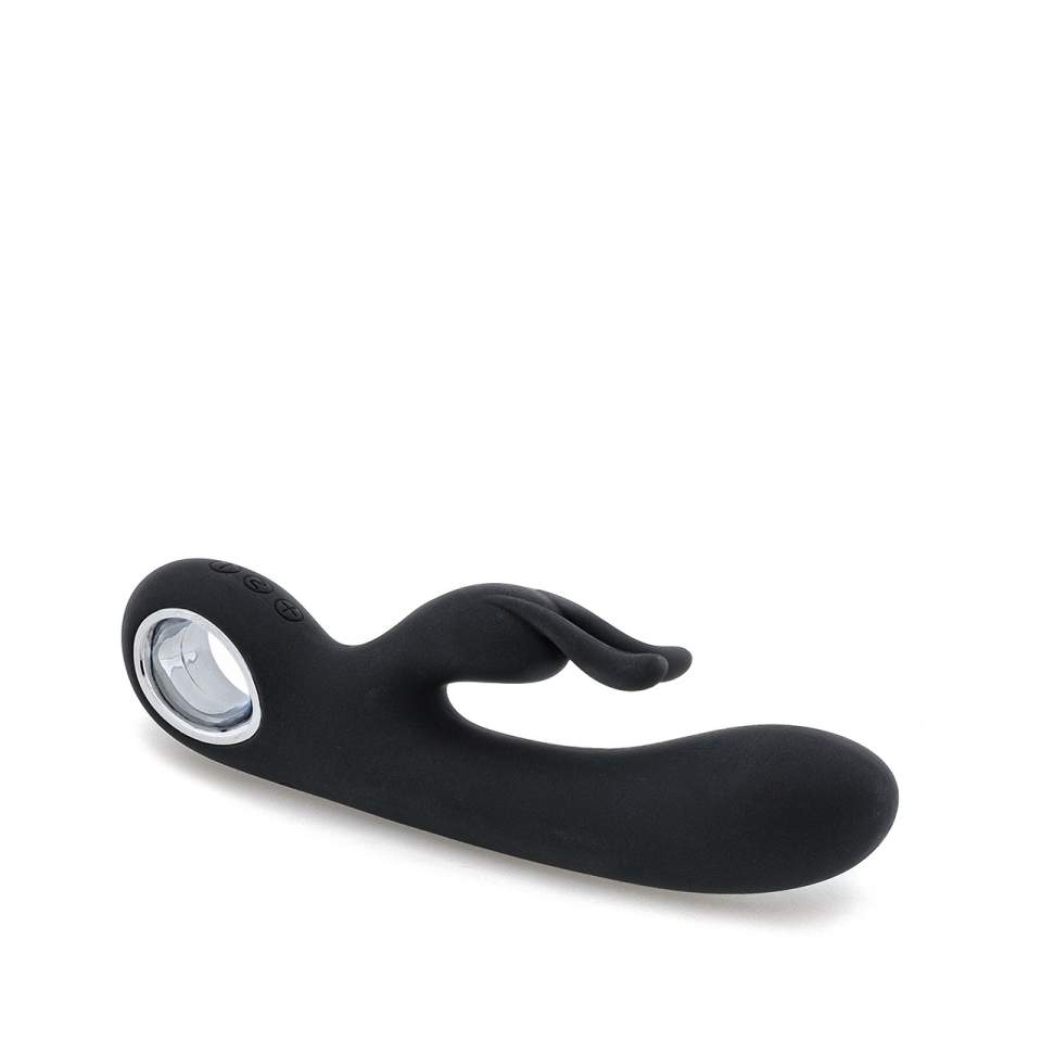 Wielofunkcyjny czarny wibrator króliczek ładowany przez USB