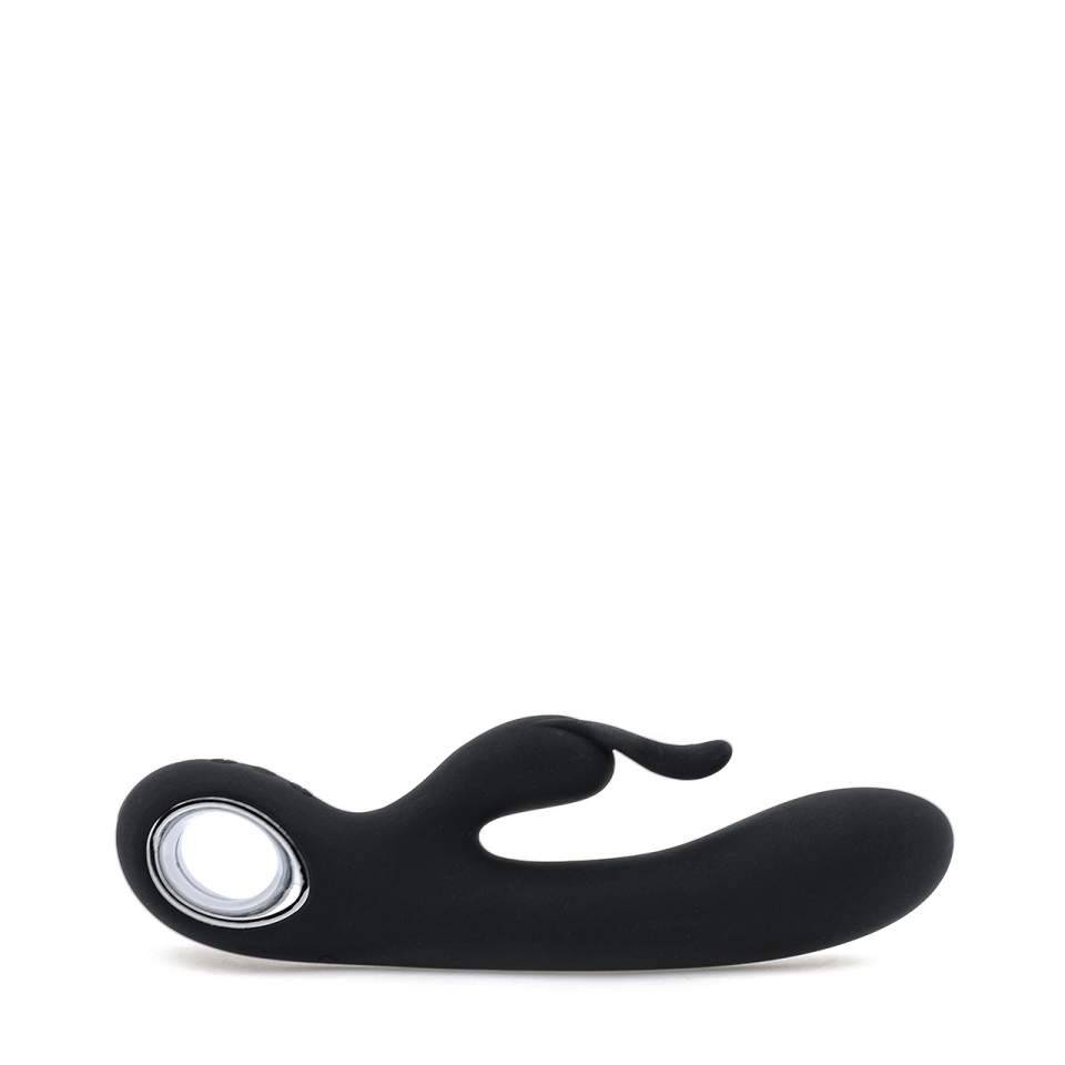 Wielofunkcyjny czarny wibrator króliczek ładowany przez USB