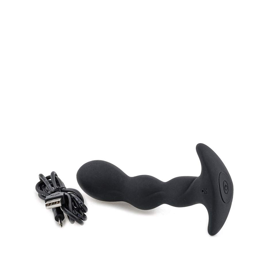 Czarny falowany korek analny stymulujący prostatę